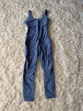 Blue Heathered One-Piece Jumpsuit